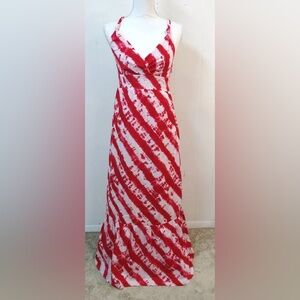 Calypso St. Barth Red + White Tie Dye Maxi Dress